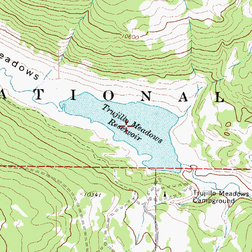 Topographic Map of Trujillo Meadows Reservoir, CO