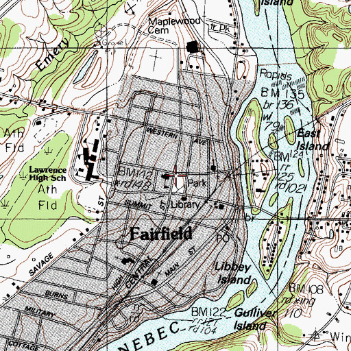 Topographic Map of Fairfield Primary School, ME