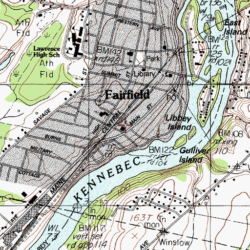 Topographic Map of Fairfield United Methodist Church, ME