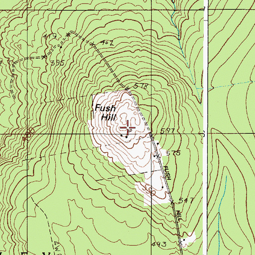 Topographic Map of Fush Hill, ME