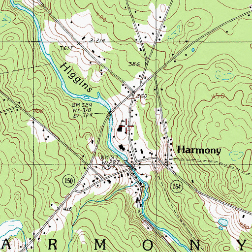 Topographic Map of Harmony Elementary School, ME