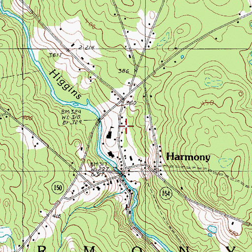 Topographic Map of Harmony Post Office, ME