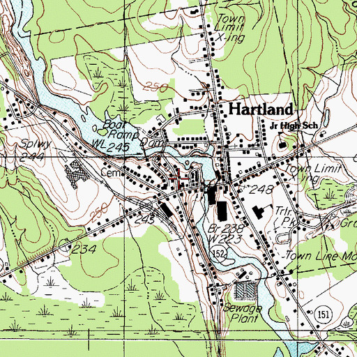 Topographic Map of Hartland Public Library, ME