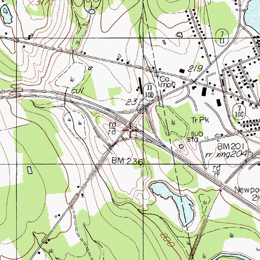 Topographic Map of Interchange 39, ME