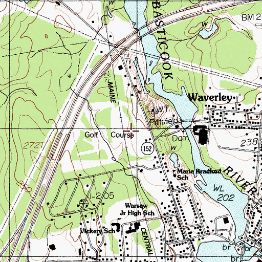 Topographic Map of Johnson W Parks Golf Course, ME