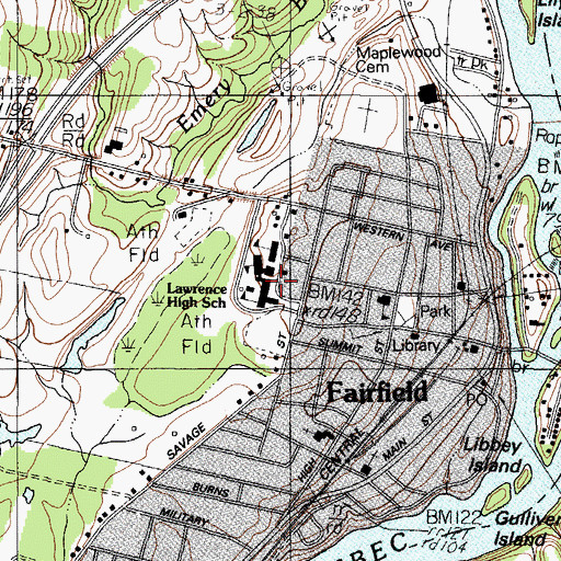 Topographic Map of Lawrence Junior High School, ME