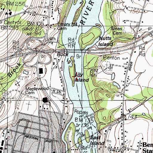 Topographic Map of Lily Island, ME