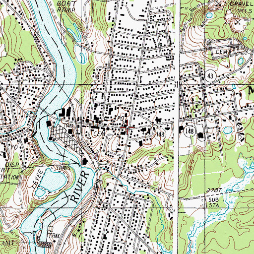 Topographic Map of Madison Congregational Church, ME
