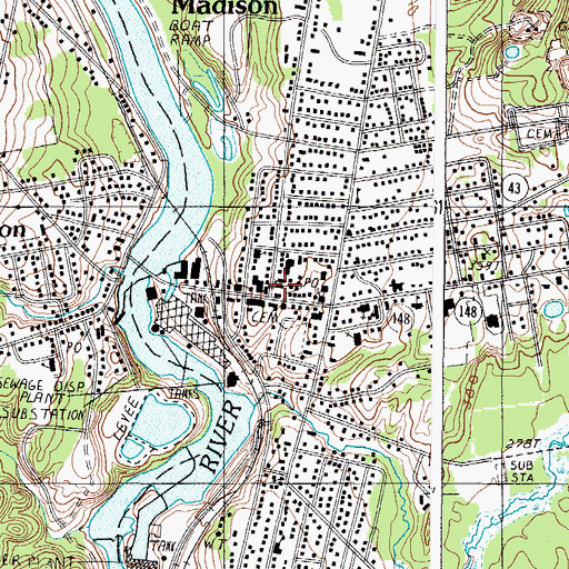 Topographic Map of Madison Methodist Church, ME