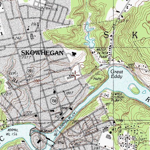 Topographic Map of Margaret Chase Smith School Skowhegan, ME