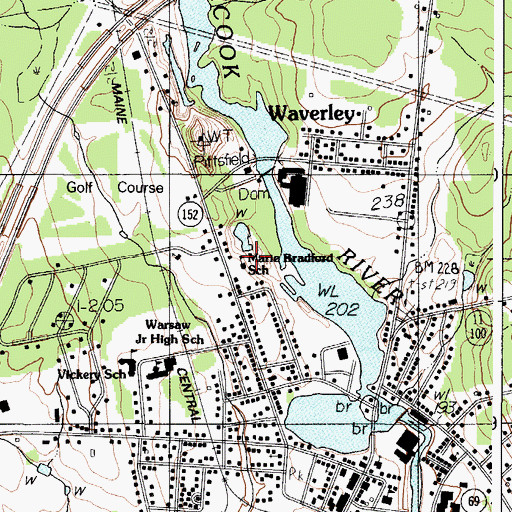 Topographic Map of Marie Bradford School, ME