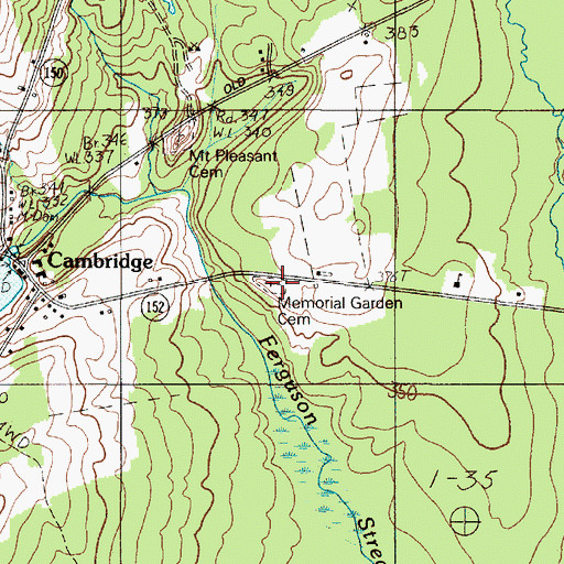 Topographic Map of Memorial Garden Cemetery, ME