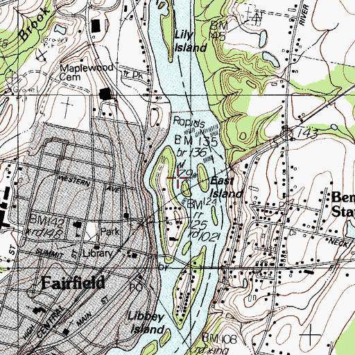 Topographic Map of Middle Island, ME