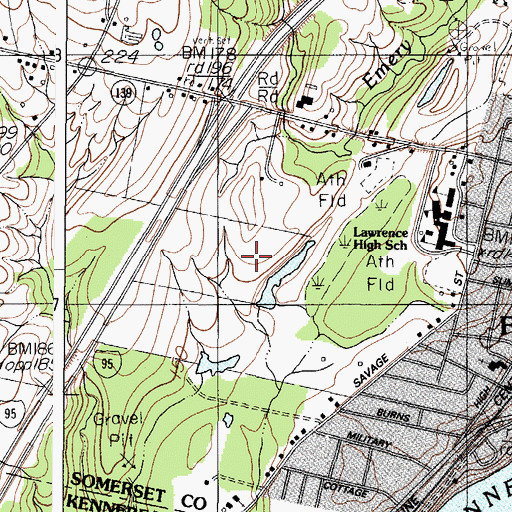 Topographic Map of Monument Park, ME