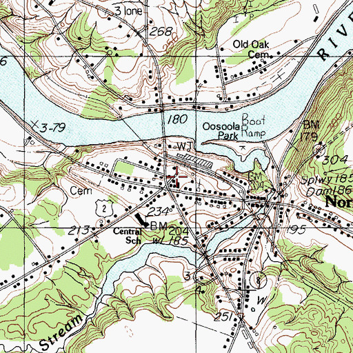 Topographic Map of Norridgewock Post Office, ME