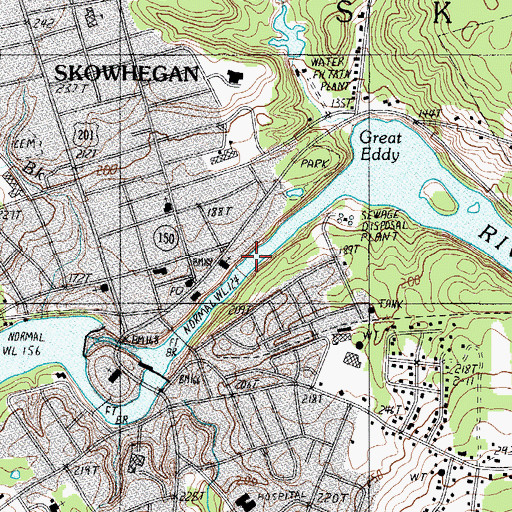 Topographic Map of Notre Dam De Lourdes Catholic Church, ME
