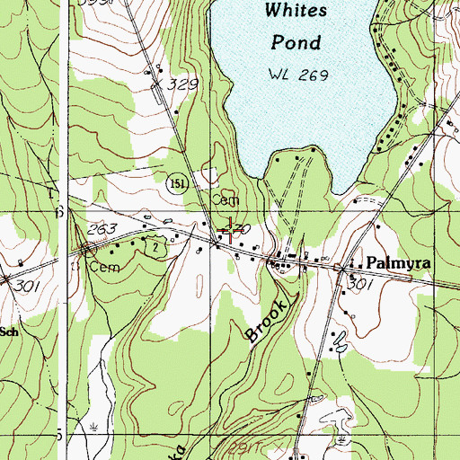 Topographic Map of Palmyra Post Office, ME