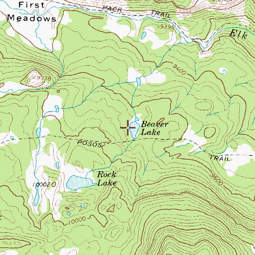 Topographic Map of Beaver Lake, CO