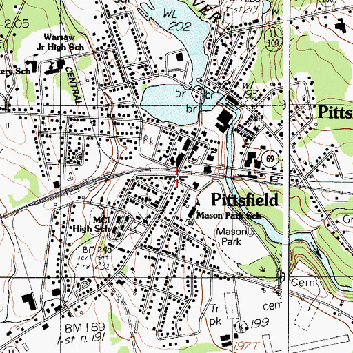 Topographic Map of Pittsfield Public Library, ME