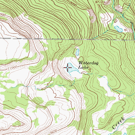 Topographic Map of Waterdog Lake, CO