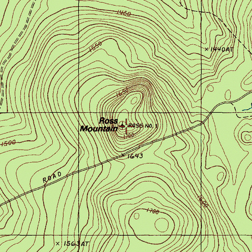 Topographic Map of Ross Mountain Lookout Tower, ME