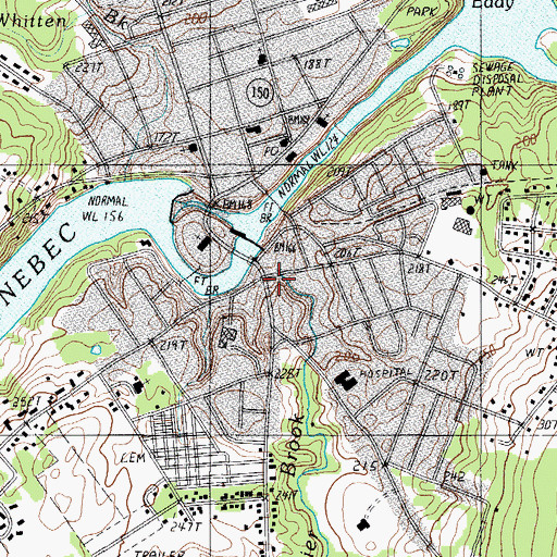 Topographic Map of Sampsons Shopping Center, ME