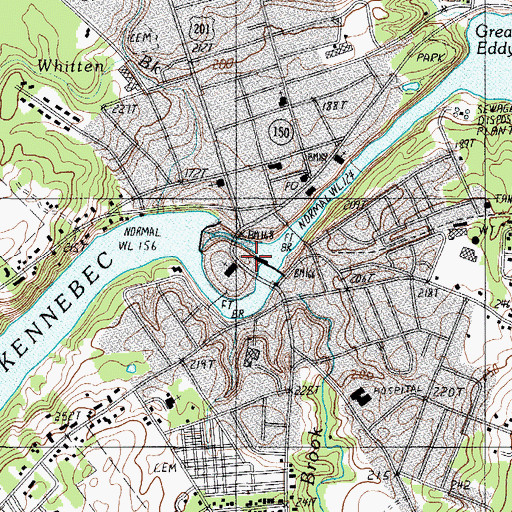 Topographic Map of Skowhegan Fire Station, ME