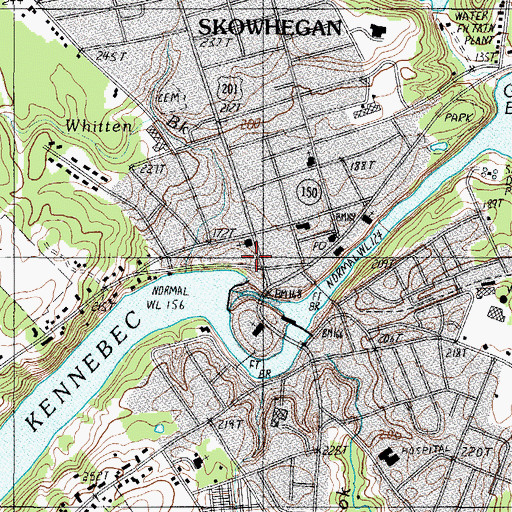 Topographic Map of Skowhegan Public Library, ME