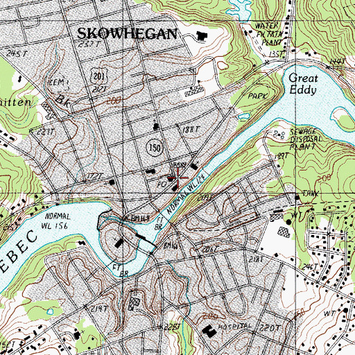 Topographic Map of Skowhegan Post Office, ME