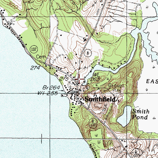 Topographic Map of Smithfield Post Office, ME