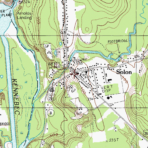 Topographic Map of Solon Post Office, ME