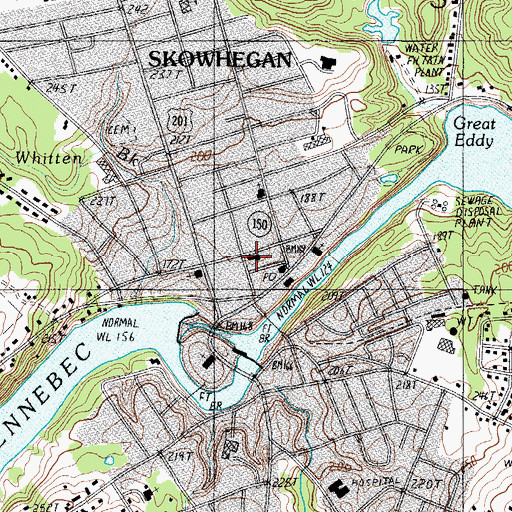Topographic Map of Somerset County Courthouse, ME