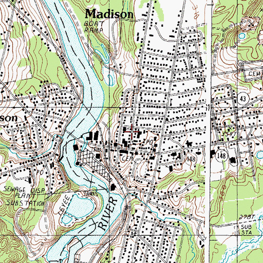 Topographic Map of United Baptist Church of Madison, ME