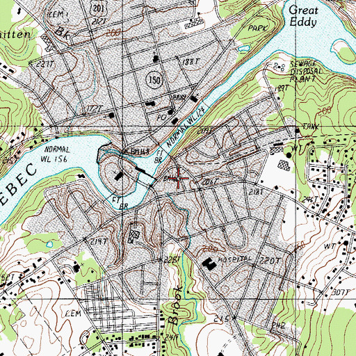 Topographic Map of Village Plaza Mall Shopping Center, ME