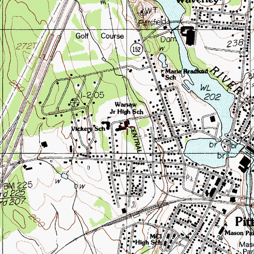 Topographic Map of Warsaw Middle School, ME