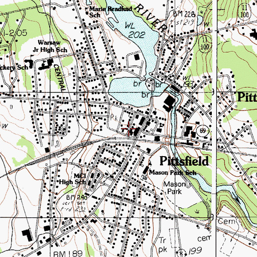 Topographic Map of Pittsfield Post Office, ME