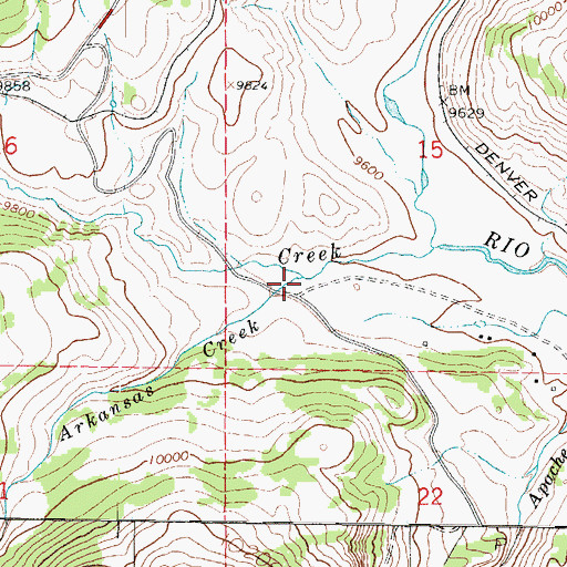 Topographic Map of Arkansas Creek, CO