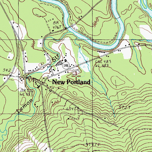 Topographic Map of New Portland Wire Bridge, ME