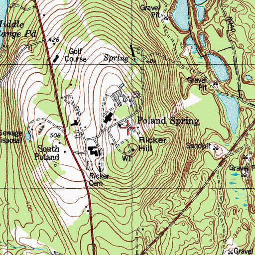 Topographic Map of All Souls Chapel, ME