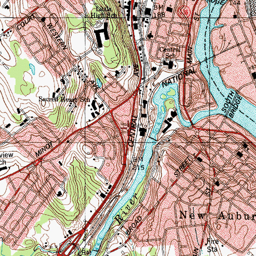 Topographic Map of Androscoggin County Courthouse, ME