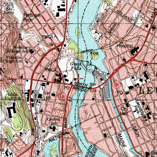 Topographic Map of Androscoggin County Historical Museum, ME