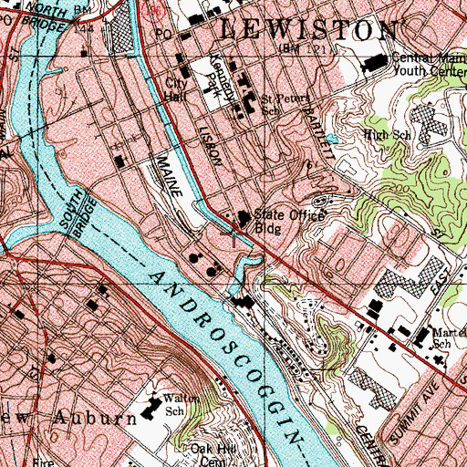 Topographic Map of Androscoggin Mill, ME