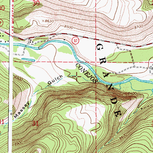 Topographic Map of Massey Gulch, CO
