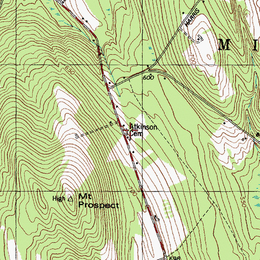 Topographic Map of Atkinson Cemetery, ME