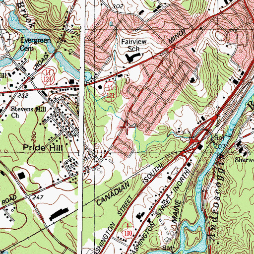 Topographic Map of Auburn Baptist Church, ME
