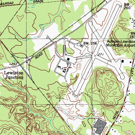 Topographic Map of Auburn-Lewiston Airpark Industrial Park, ME