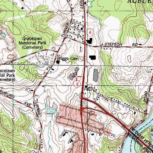 Topographic Map of Auburndale Shopping Center, ME