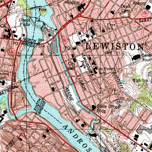 Topographic Map of Bates Mill, ME