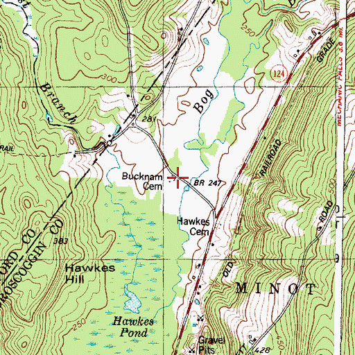 Topographic Map of Bucknam Cemetery, ME
