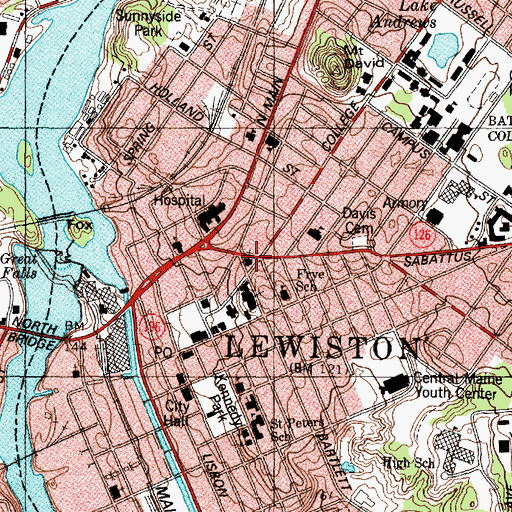 Topographic Map of Calvary United Methodist Church, ME